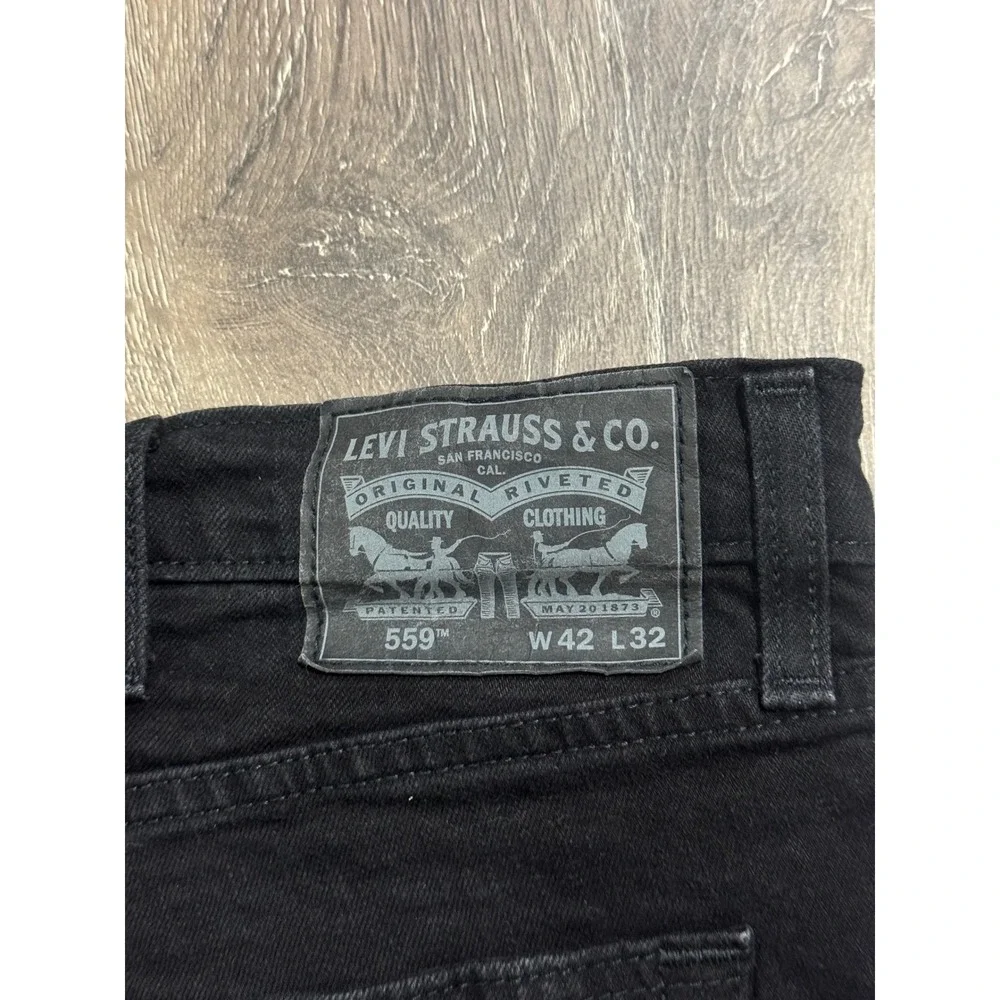 Levis 559 Relaxed Straight Jeans Mens 42x32 Black WaterLess Denim Pants